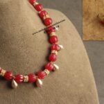Ruby Color Pumpkin Beads with Shell Pearls and CZ Rings