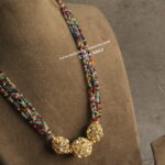 Gold CZ Pendant with Multicolor Beads