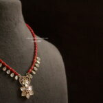 Coral Mala with Kundan Pendant and Drops
