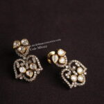 92.5 Silver Mozonite Stone Earrings with Back Screw (10.35 gms)