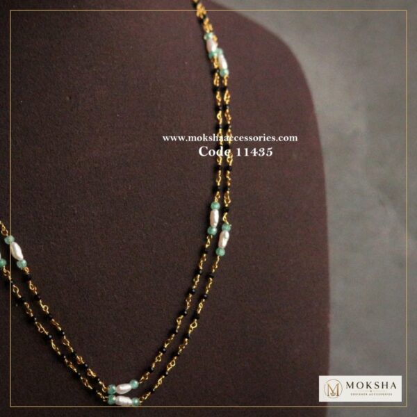 Black beads with real pearls and cz beads – Moksha Designer Accessories