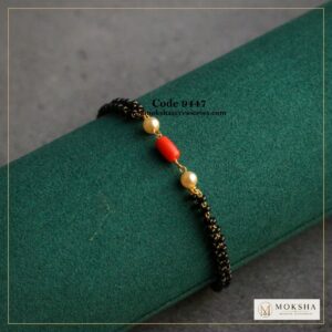 Coral and pearl black beads bracelet – Moksha Designer Accessories