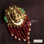 Jadaukundan and mozonite stone pendant with onyx ruby – Moksha Designer Accessories