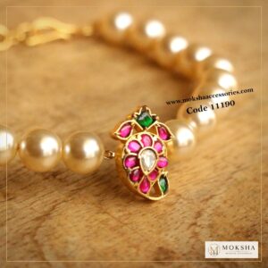 Jadaukundan kada with sarvoski pearls (Available in all sizes) – Moksha Designer Accessories