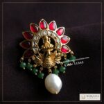 Jadaukundan pendant with pearl and emerald drops – Moksha Designer Accessories