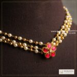 Jadaukundan pendant with pearls and gold balls – Moksha Designer Accessories