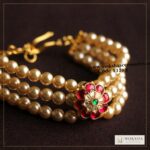 Jadaukundan sarvoski pearl bracelet with adjustable chain – Moksha Designer Accessories