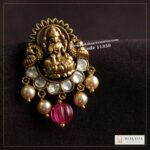 Lakshmi devi mozonite stone pendant with real russian pumpkin beads and sarvoski pearls – Moksha Designer Accessories