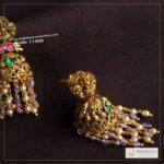 Nakshi jadaukundan jhumki with real cz beads and sarvoski pearls – Moksha Designer Accessories