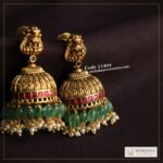 Nakshi jadaukundan jhumki with strawbery beads and pearl drops – Moksha Designer Accessories