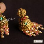 Nakshi jhumki with real czs and sarvoski pearls – Moksha Designer Accessories