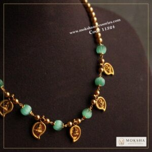 Real russian pumpkin beads with mango pendants and sarvoski pearls – Moksha Designer Accessories